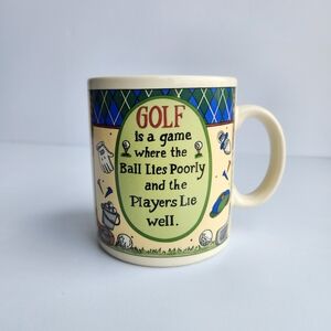 Golf Themed Cream Ceramic Mug With Saying "Golf Is A Game.." 8oz Dad Joke Humor
